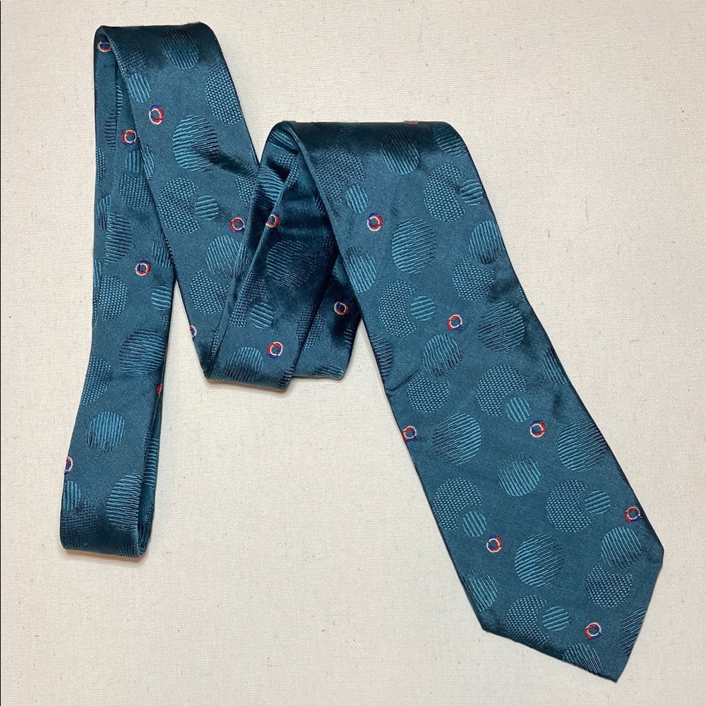 CHRISTIAN DIOR Vintage Elegant Teal Monochrome Patterned Formal Event Men's Tie